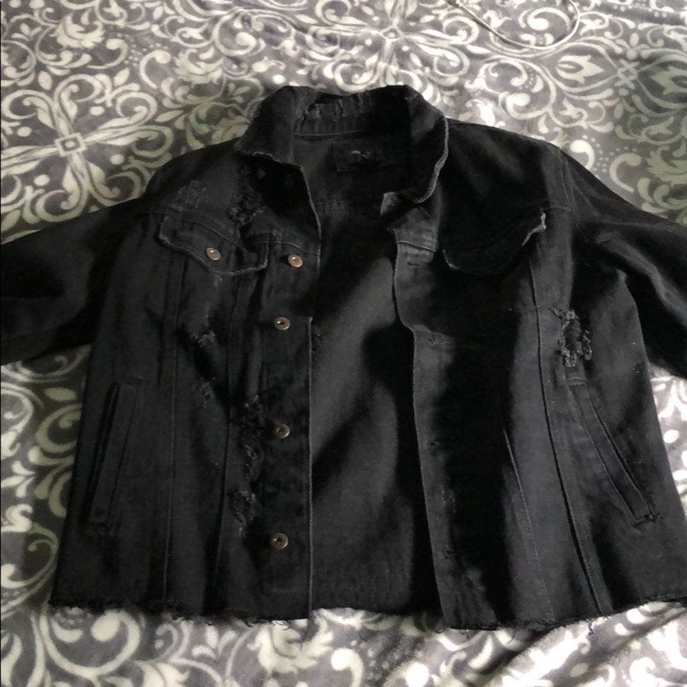 Black distressed Forever 21 jean jacket